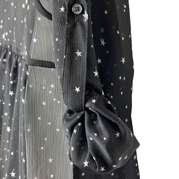 Express Button Down Sheer Stary Night Shirt XS - Picture 4 of 7